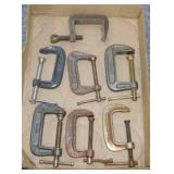 Seven 2" C-clamps