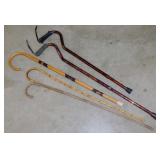 Canes: 3 vintage wood & 2 aluminum