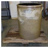 Antique 30 gallon salt glaze crock w/ ears, used