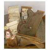 Antique wood trim rosettes w/ chippy white paint