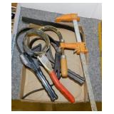 2 Craftsman strap wrenches - 8" bar clamp - 2 oil