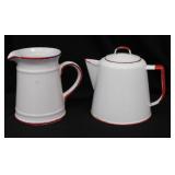 Enamelware coffee pot w/ lid, 5.5" tall - Ceramic