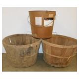 2 bushel baskets - Vintage cardboard bucket w/