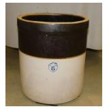 Rare antique Watt 6 gal. brown band Acorn crock,