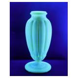 Uranium custard glass Art Deco vase, 10" tall,