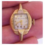 14K gold ladies Bulova watch, no band -