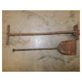 Antique coal ash scoop & bulb planter tool
