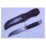 Vintage Western L66 stacked leather fixed blade