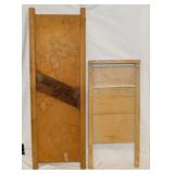Primitive wooden washboard & kraut cutter