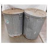 2 galvanized trash cans w/ lids