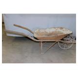 Antique iron wheel metal wheelbarrow