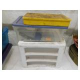 Plastic parts bins, one w/ washers