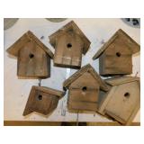 6 primitive wooden bird houses