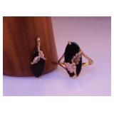 South Dakota 10K Black Hills Gold & Onyx ring w/