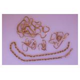 Scrap gold chain necklaces & bracelets, broken