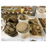 All the antique wooden barrel parts including