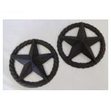 Pair of cast metal Western barn stars, 6.5"