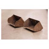 Pair of metal farm elevator grain buckets, 9"