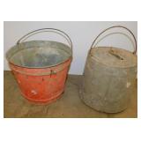 2 galvanized water buckets, 10.5" diam.,