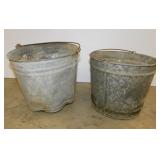 2 galvanized water buckets, 10.5" diam.