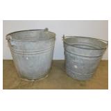 2 galvanized water buckets, 10.5" diam.