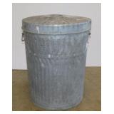 Galvanized trash can w/ lid