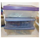 3 small totes w/ lag screws - Eye hooks - Machine