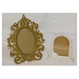 Vintage ornate brass photo frame, 9" tall -