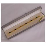 Austrian crystal gold tone link bracelet in box,