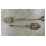 2 small spade shovels, 28" & 37" long