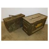2 metal military ammo ammunition boxes