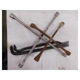 2 nail puller bars - Pair 4 way tire wrenches