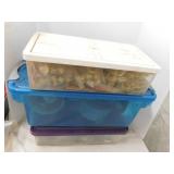 3 small totes w/ tarp grommets - Tape - Hose
