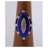 Lovely unmarked yellow gold diamond & cobalt