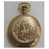 Elgin ladies pocket watch in engraved hunter case