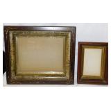 2 antique deep walnut frames w/ wavy glass,