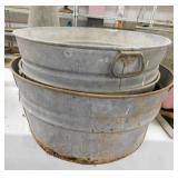 3 galvanized wash tub planters: 22" & 24"