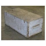 Vintage wooden foot locker trunk toy chest,