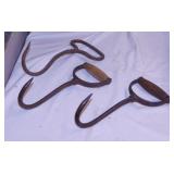3 vintage hay hooks