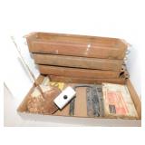 Antique receipts holder - 4 metal parts bins -