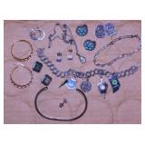 Sterling 925 silver jewelry: Heavy cuff & charm