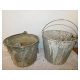 2 galvanized water buckets, 10.5" diam.