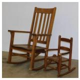2 oak rocker rocking chairs, 11" and 20" wide