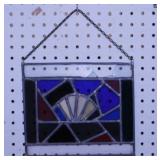Antique slag & stained glass window sun catcher,