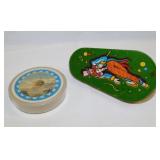 Vintage deck of round playing cards in case,