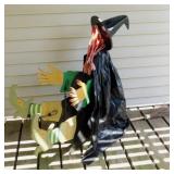 Halloween wooden yard art: Tree hugging Witch on