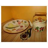 Enamelware Strawberry tea kettle planter - Large