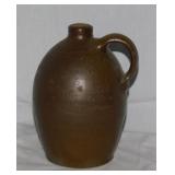 Antique salt glaze ovoid crock jug w/ cork,