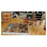 Vintage plastic toy horses & Cowboy dolls &