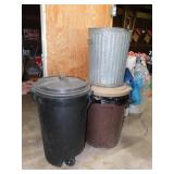 2 Rubbermaid Roughneck plastic trash cans -